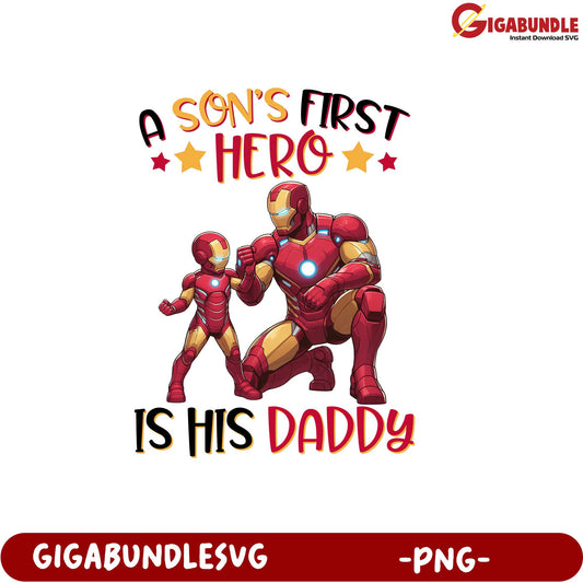 Iron Man Father Son Hero Design for PNG Product Download