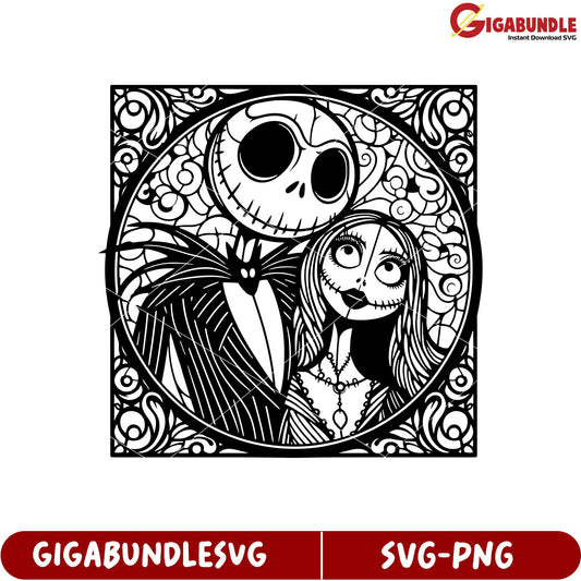 Jack and Sally SVG Design Haunted Love Art for Craft Projects