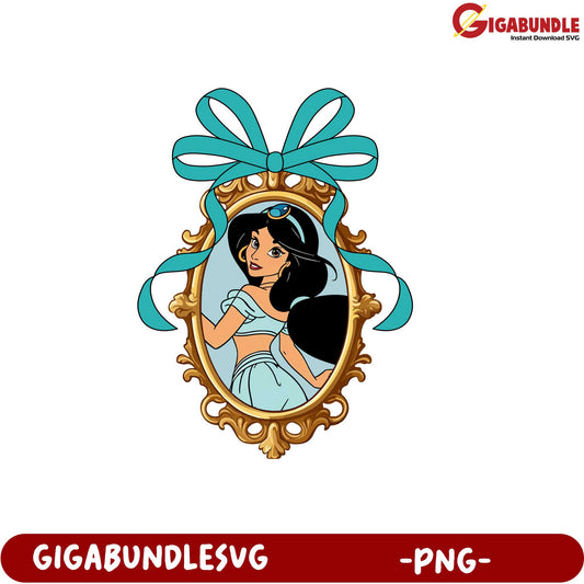 Jasmine Character Illustration in Decorative Frame PNG Downloadable File