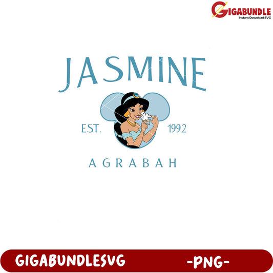 Jasmine Princess Agrabah Vintage Design PNG Download