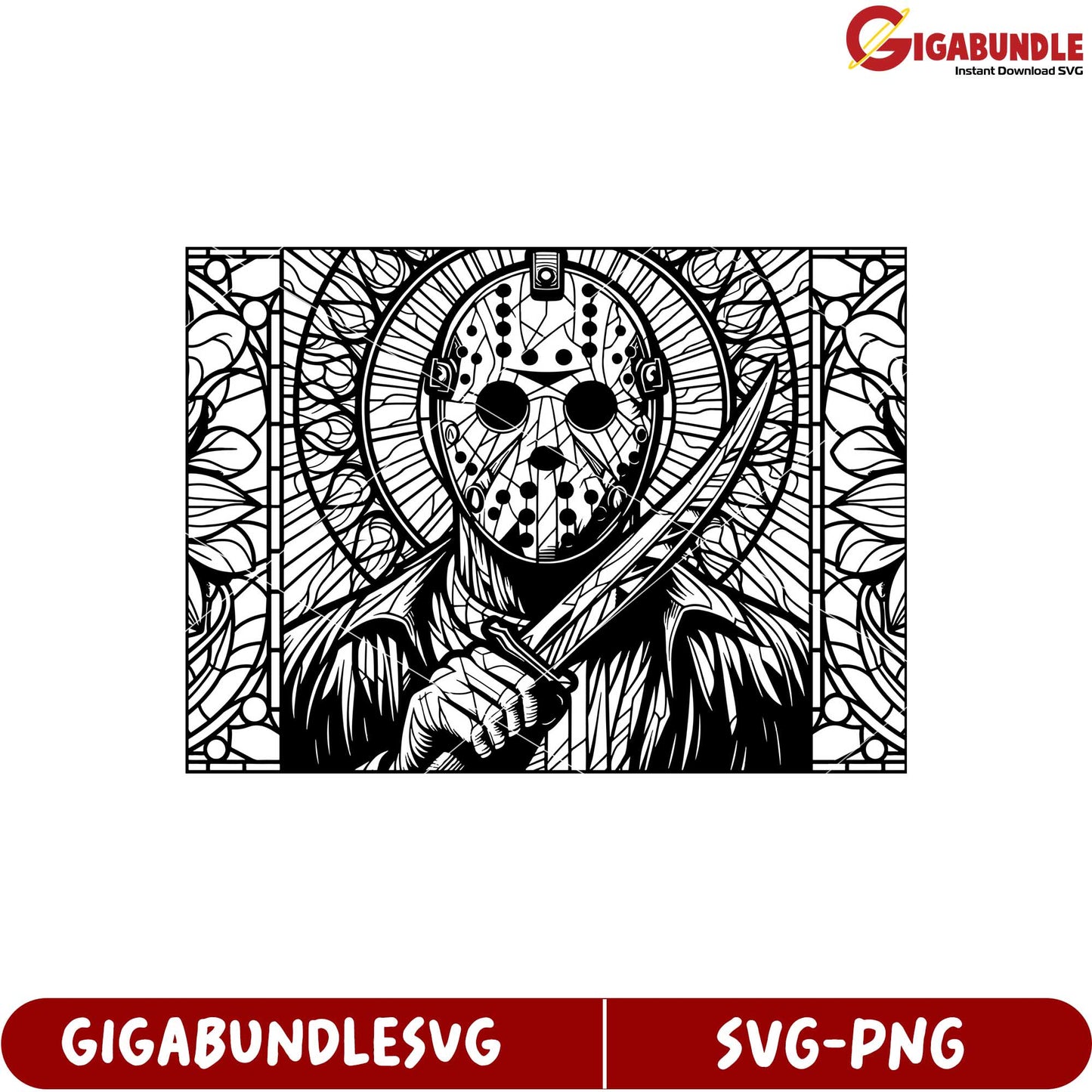 Jason Voorhees Stained Glass SVG Artwork for Halloween DecorDownload
