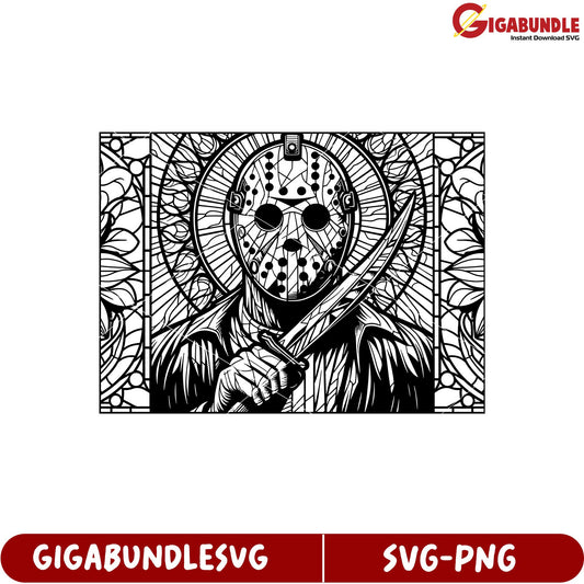 Jason Voorhees Stained Glass SVG Artwork for Halloween DecorDownload
