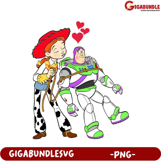 Jessie and Buzz Lightyear PNG - Cute Friendship Cartoon Design