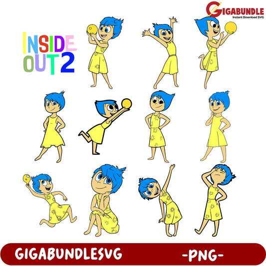 Joy Character PNG Bundle from Inside Out 2 - Instant Download