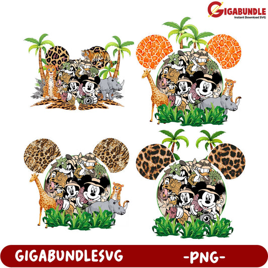 Jungle Safari Mickey Mouse Animal PNG Bundle - Fun Designs