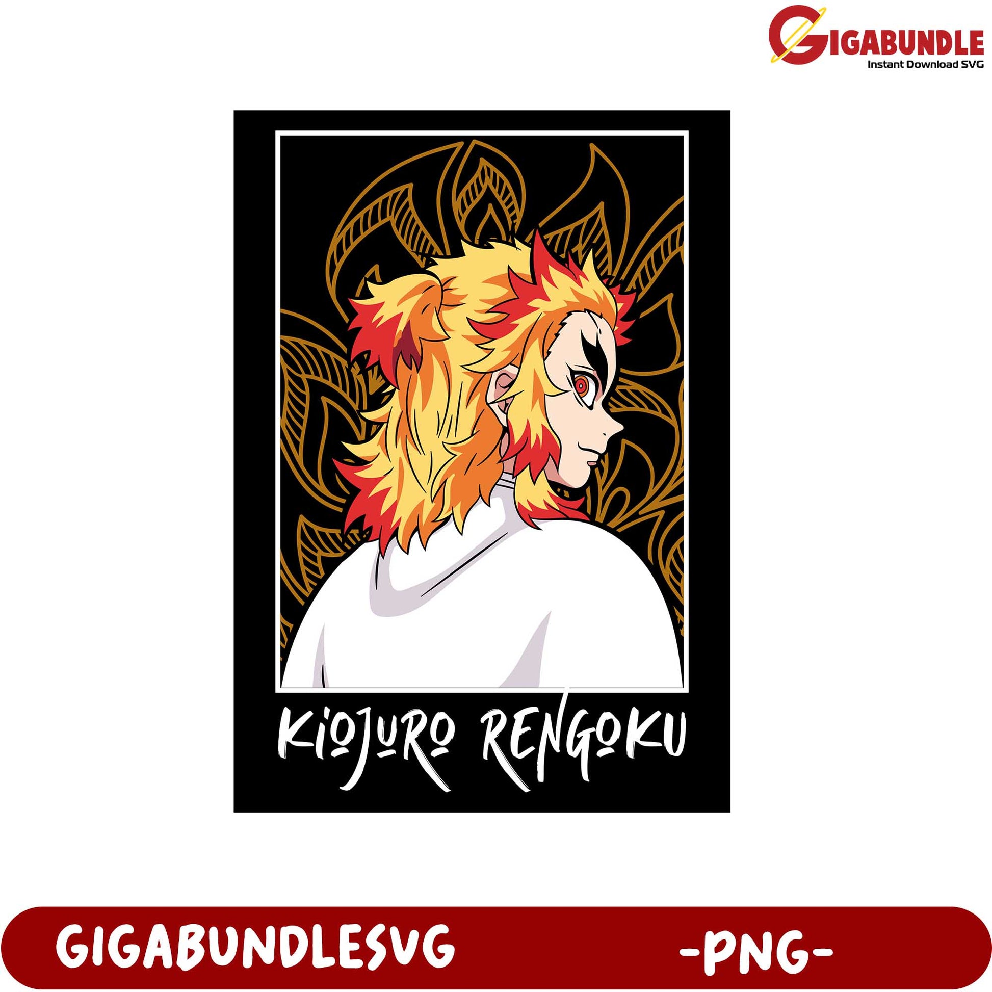 Kyojuro Rengoku Digital Art PNG Download for Anime Fans