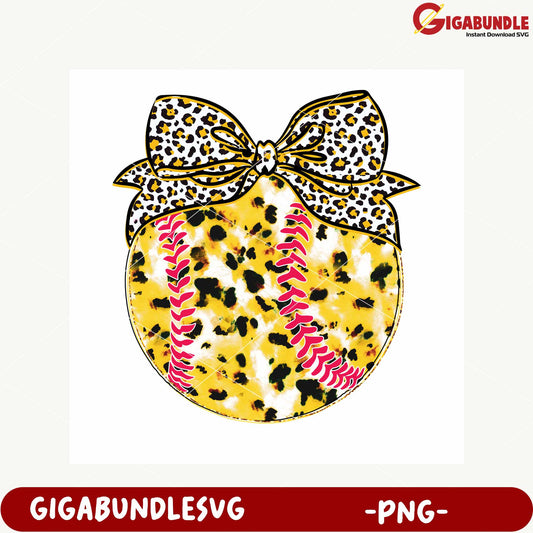 Leopard Print Baseball with Bow PNG Art Design Online