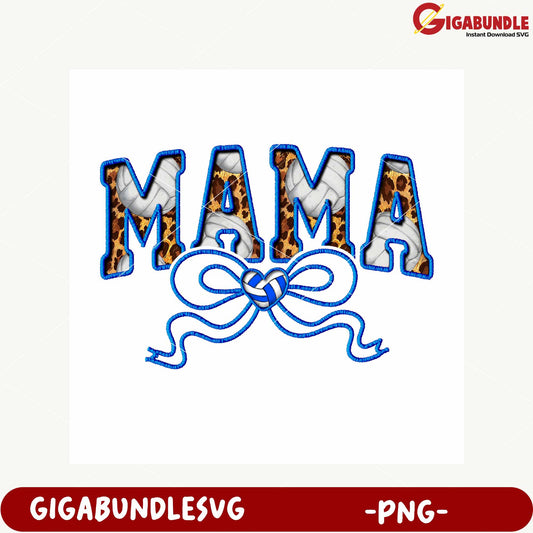 Leopard Print Mama Graphic with Blue Ribbon PNG Art