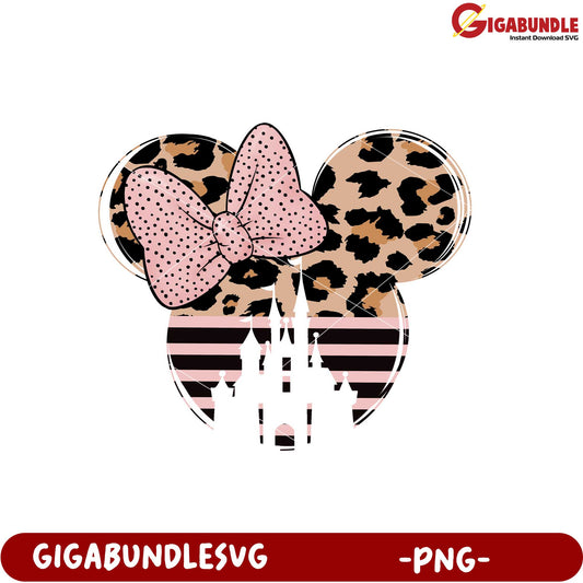 Leopard Print Mickey Mouse Bow Castle PNG Design
