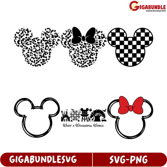 Leopard and Bow Mickey Mouse SVG Bundle  Instant Download