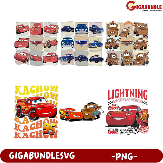 Lightning McQueen PNG Bundle - Cars Characters Digital Download
