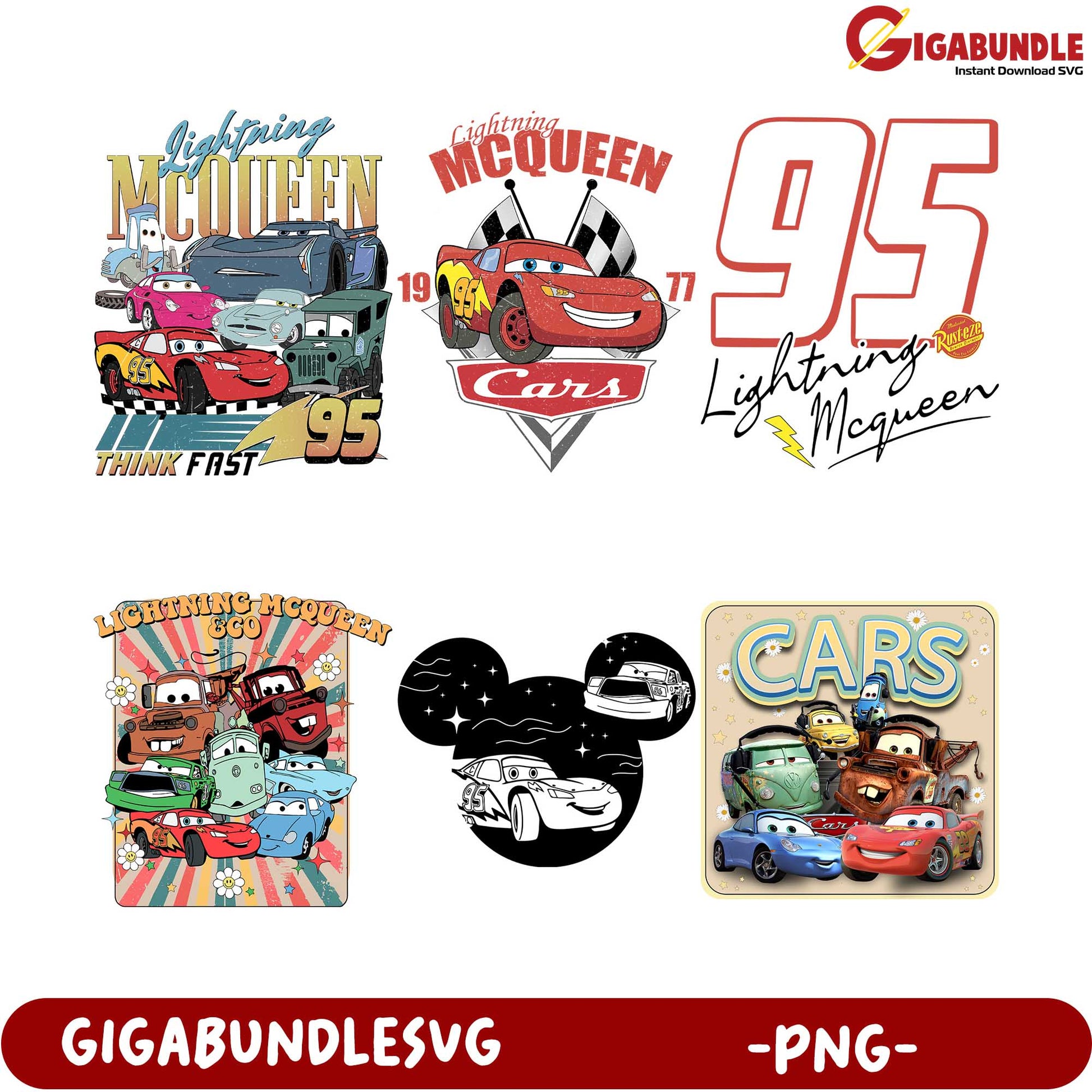 Lightning McQueen PNG Bundle for Cars Fans - Instant Download
