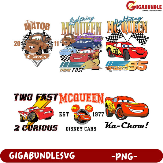 Lightning McQueen and Tow Mater PNG Bundle for Kids Crafts