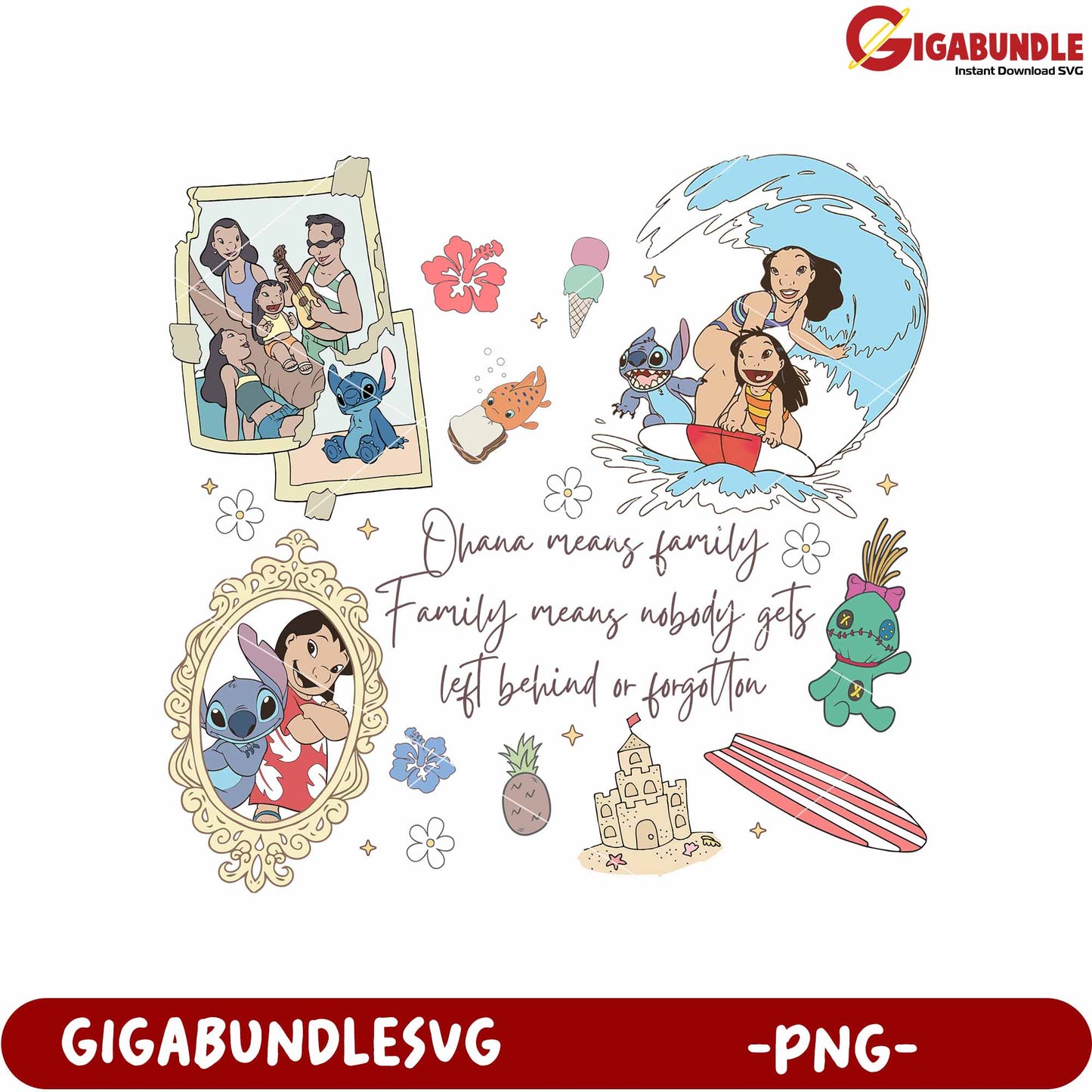 Lilo's family with stitch png, cute blue alien png, lilo and stitch png