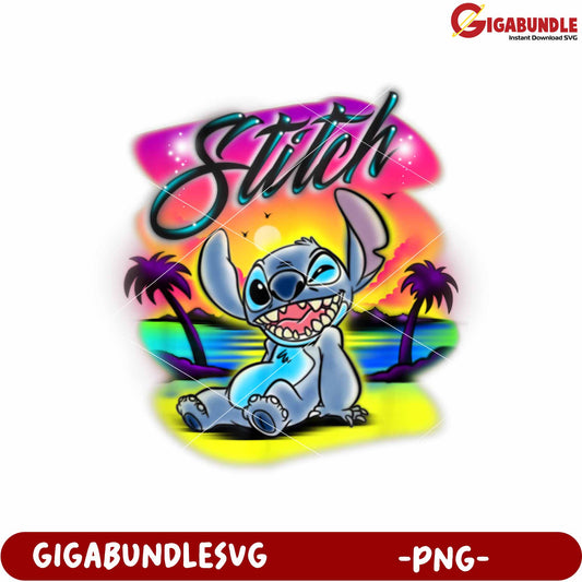 Lilo stitch airbrush png, cute blue alien png, lilo and stitch png