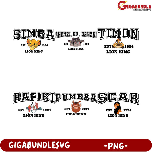 Lion King Character Bundle - PNG Files for DIY Projects