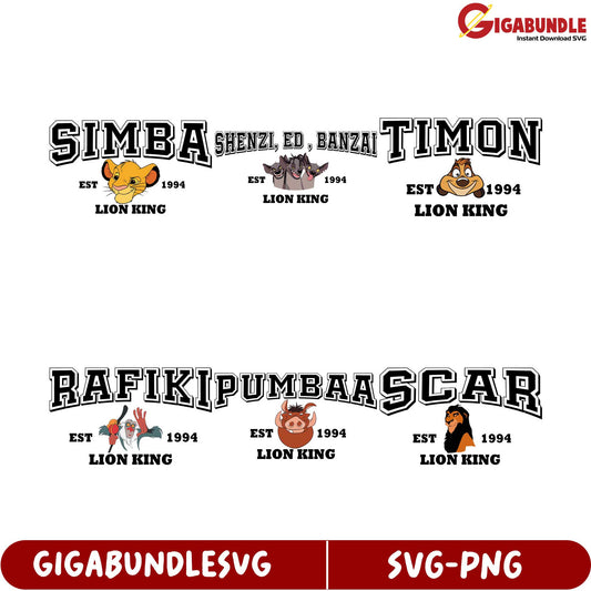 Lion King SVG Bundle Simba, Timon, Rafiki & More Characters