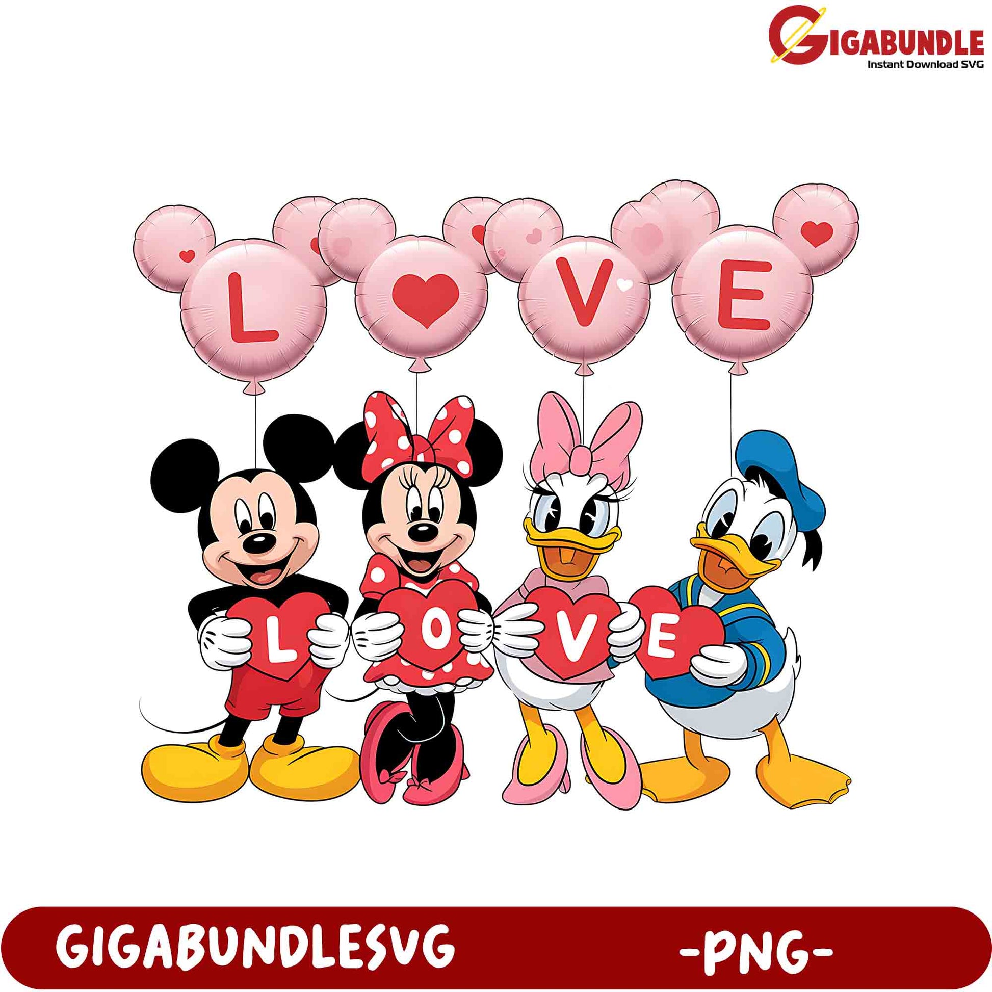 Love Celebration PNG with Mickey and Friends - Perfect for Valentine's