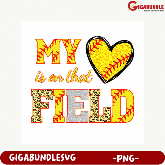 Love for Softball on the Field Graphic PNG Design