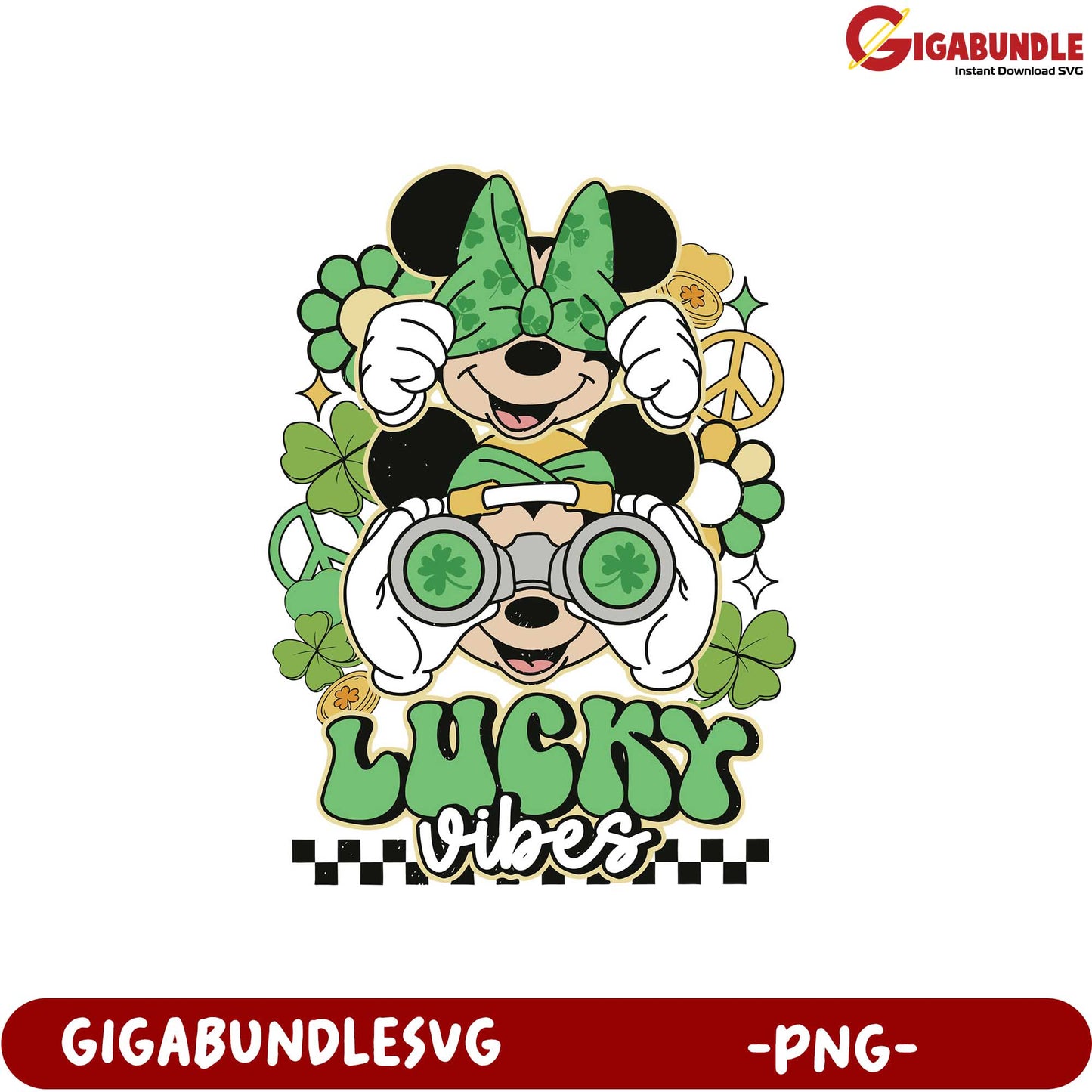 Lucky Vibes Mickey Mouse PNG for St. Patrick’s Day Celebrations