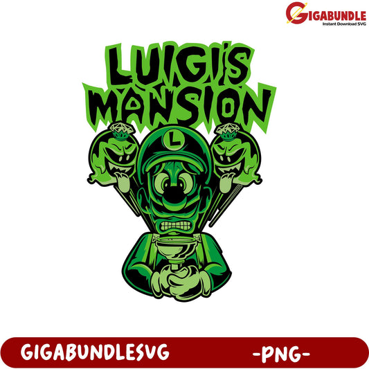 Luigis Mansion Gaming Art PNG Graphic for Fans and Collectors