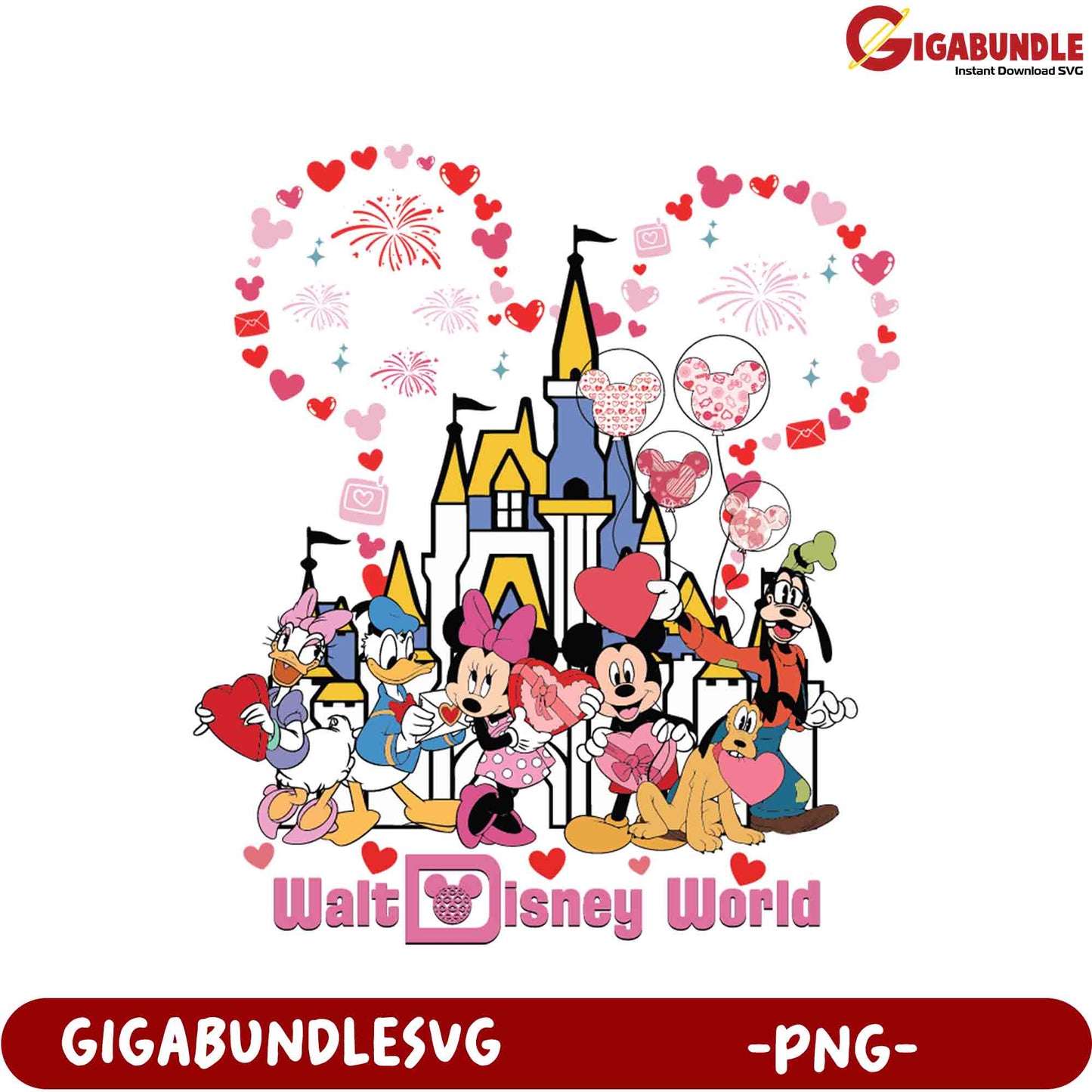 Magic Moments Disney World PNG Graphic with Mickey and Friends