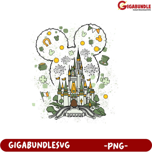 Magical Castle PNG Design with Mickey Mouse Theme Elements