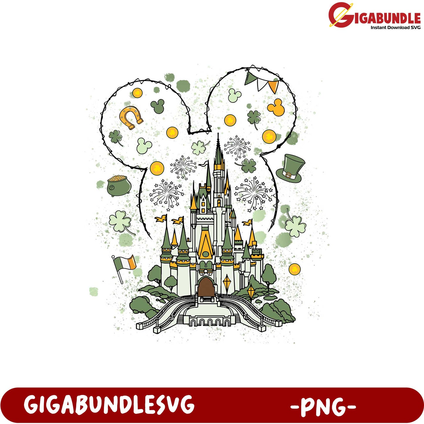 Magical Castle and Mickey Mouse Theme PNG Design for Prints