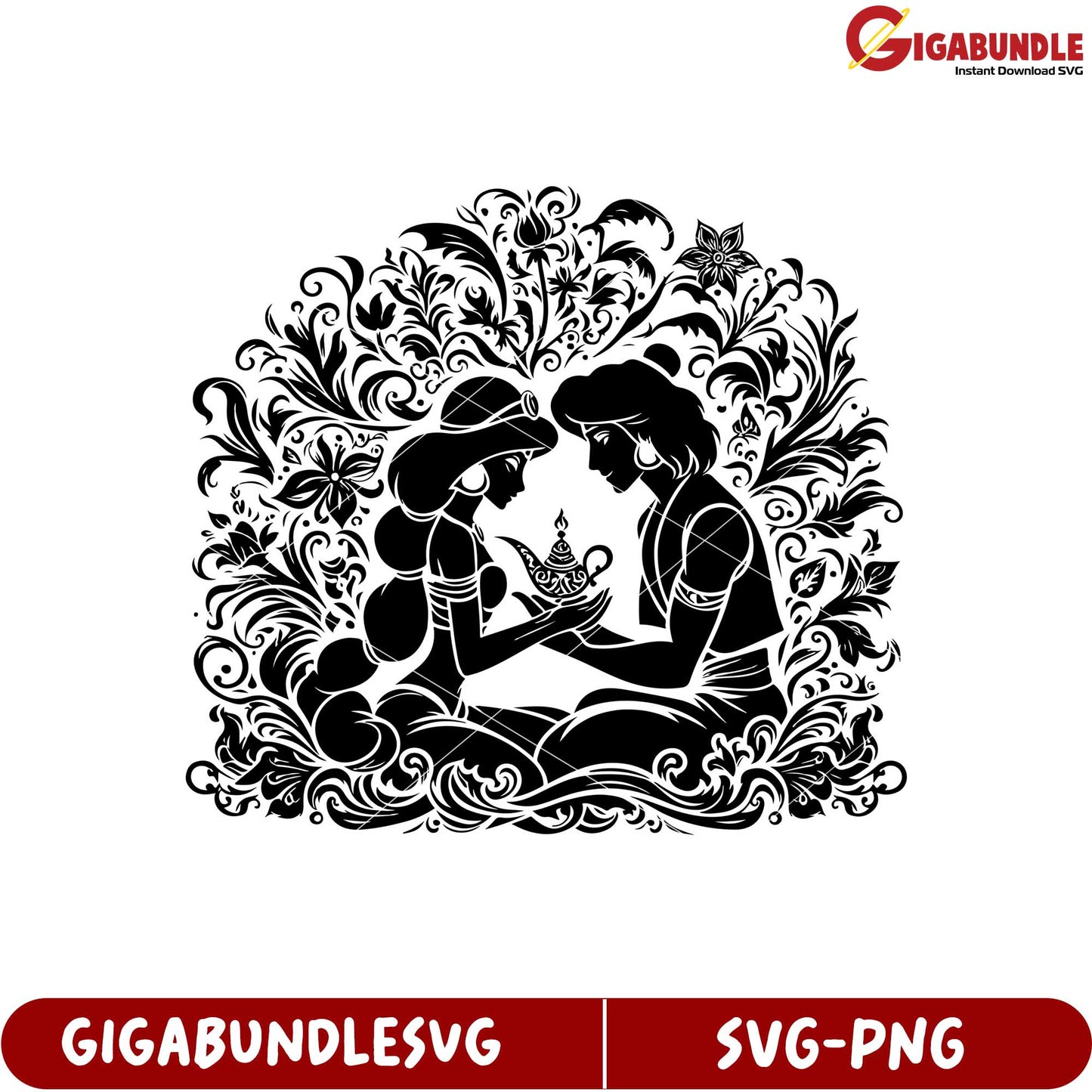 Magical Couple Silhouette Design for SVG Product Download Art