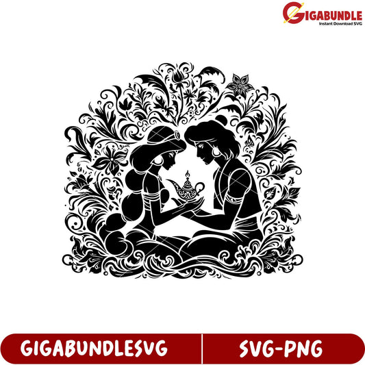 Magical Couple Silhouette Design for SVG Product Download Art