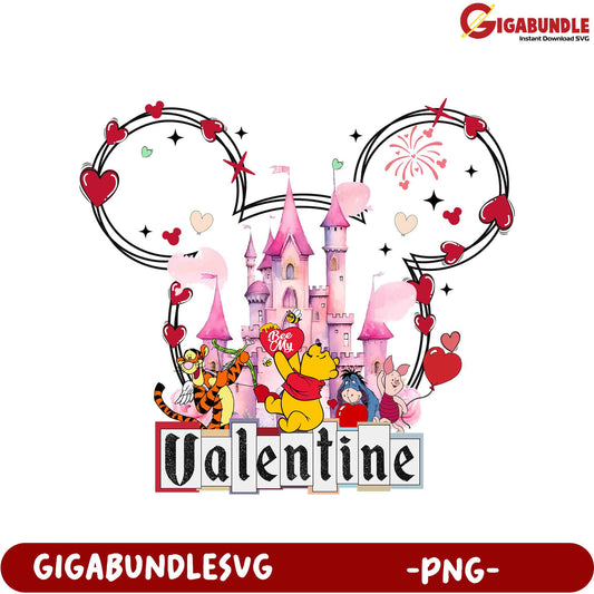 Magical Disney Valentine's Day PNG Design with Winnie the Pooh & Friends