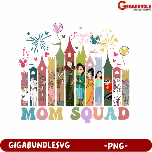 Magical Mom Squad Characters Castle Illustration - PNG Format