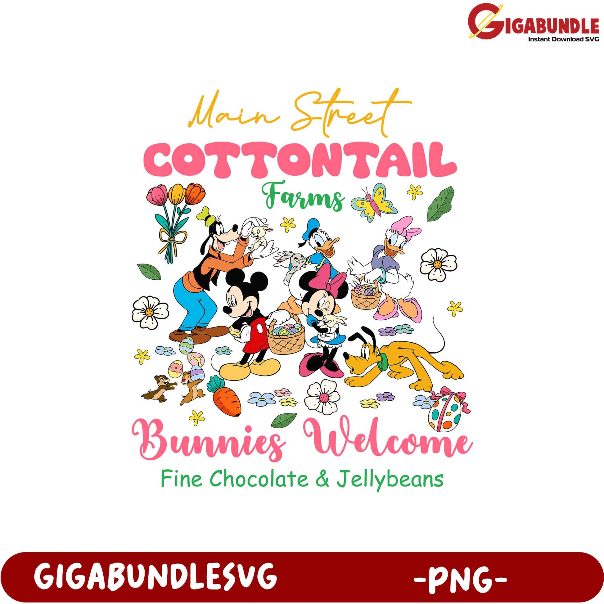 Main Street Cottontail Farms PNG Bunnies Welcome Design