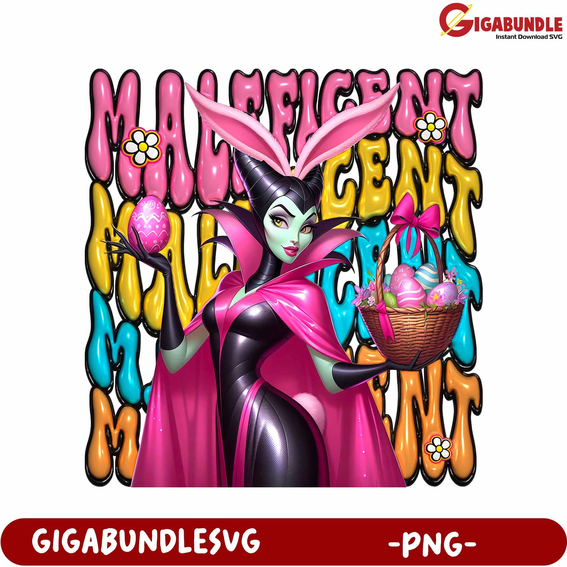 Maleficent Easter PNG Graphic with Colorful Background Design