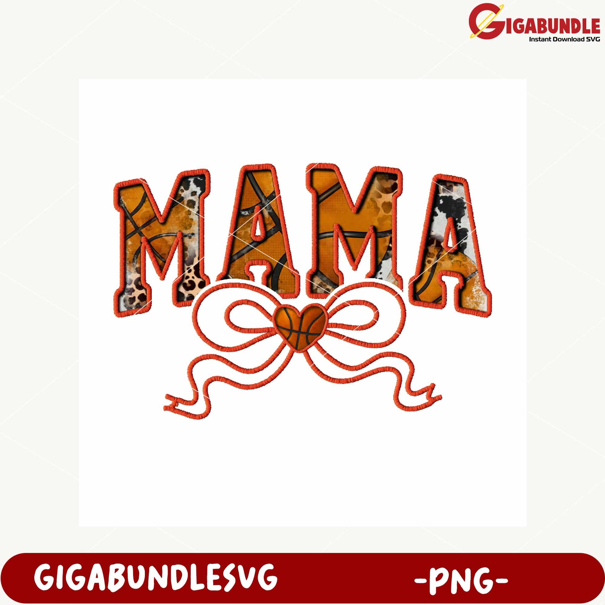 Mama Basketball Heart Bow PNG Design for Crafts