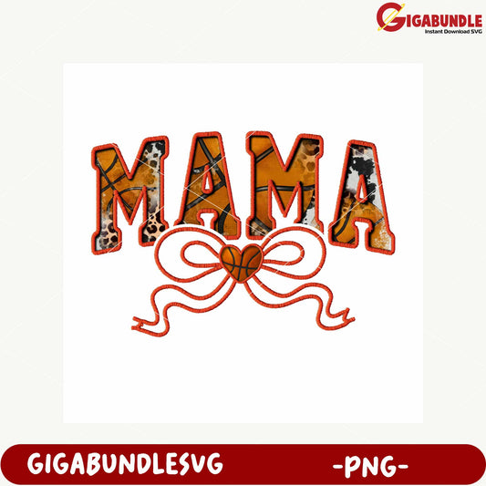 Mama Basketball Heart Bow PNG Design for Crafts