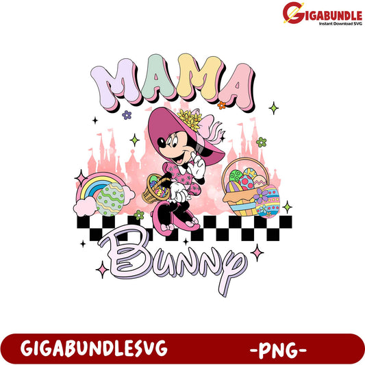 Mama Bunny PNG - Cute Easter Design with Colorful Elements