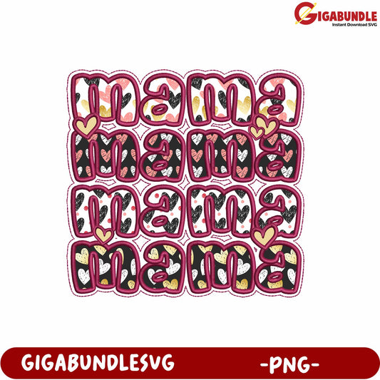 Mama Design Heart Pattern Print for Creative Projects PNG Download