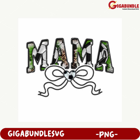 Mama Design with Bow and Textured Pattern Elements PNG