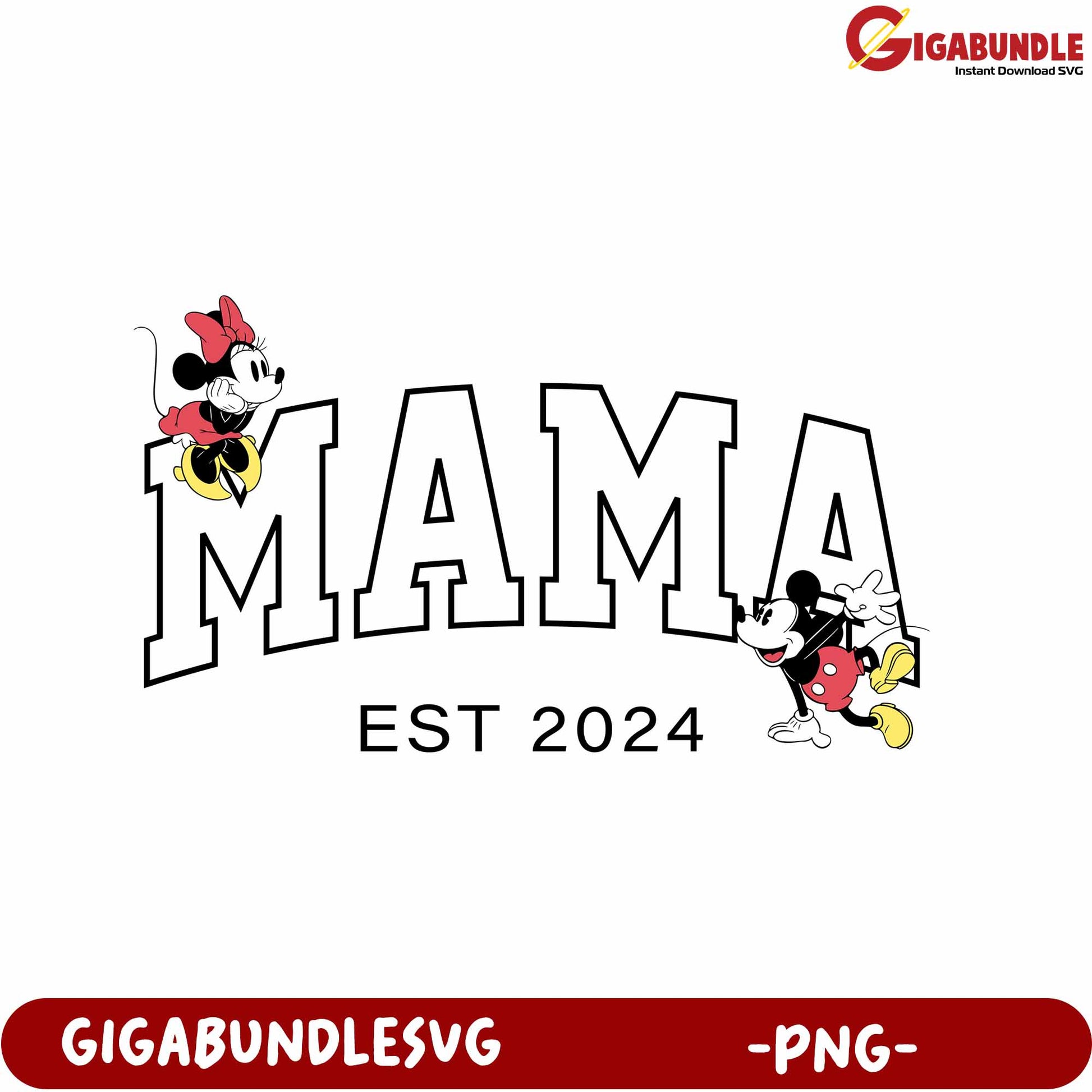 Mama Established 2024 with Mickey and Minnie PNG Design