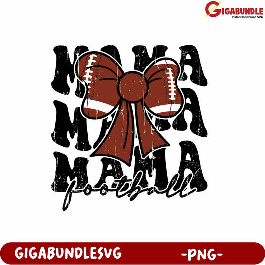Mama Football Bow Design PNG for Sports Fans and Crafts