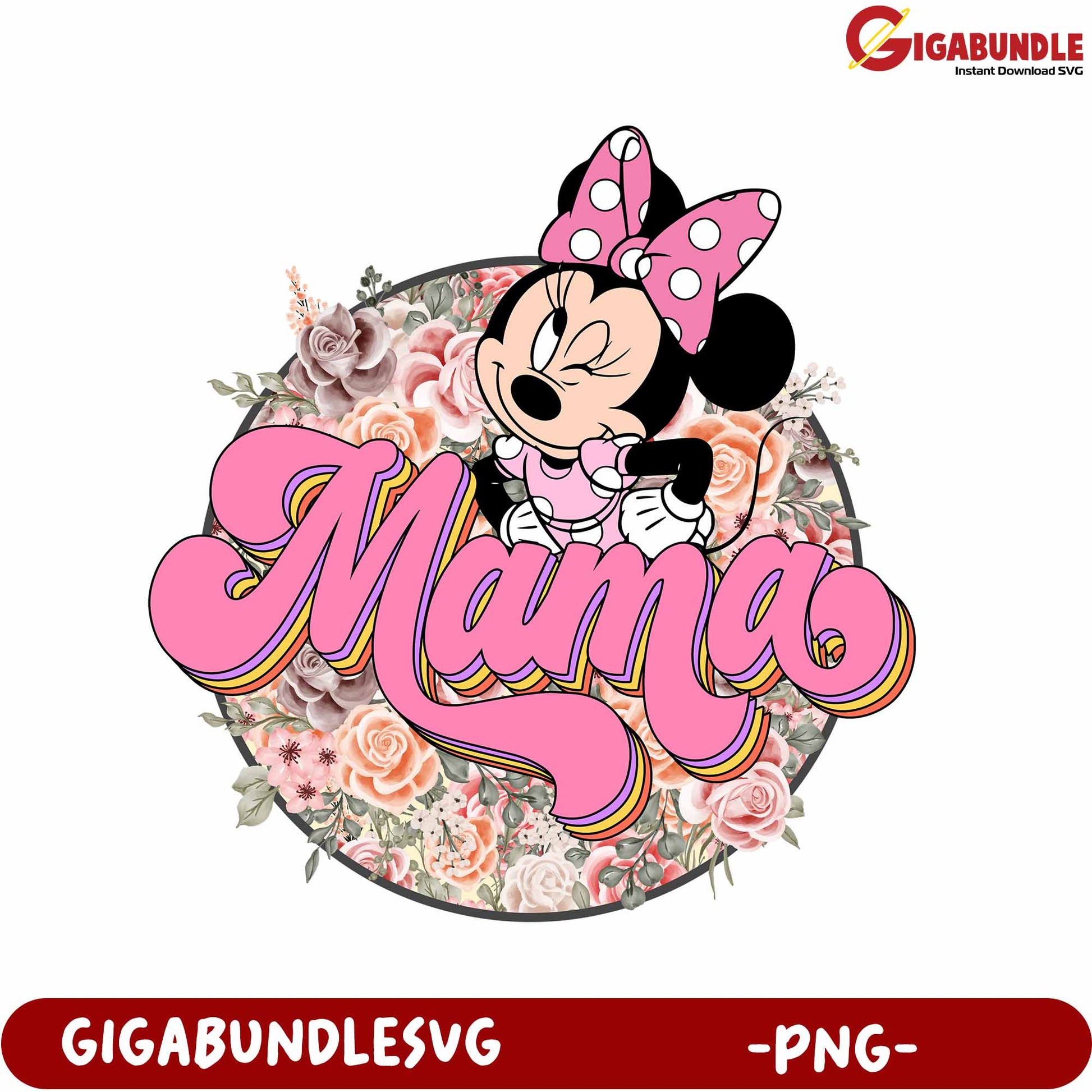 Mama Minnie Mouse Floral PNG Design for Moms and Gifts