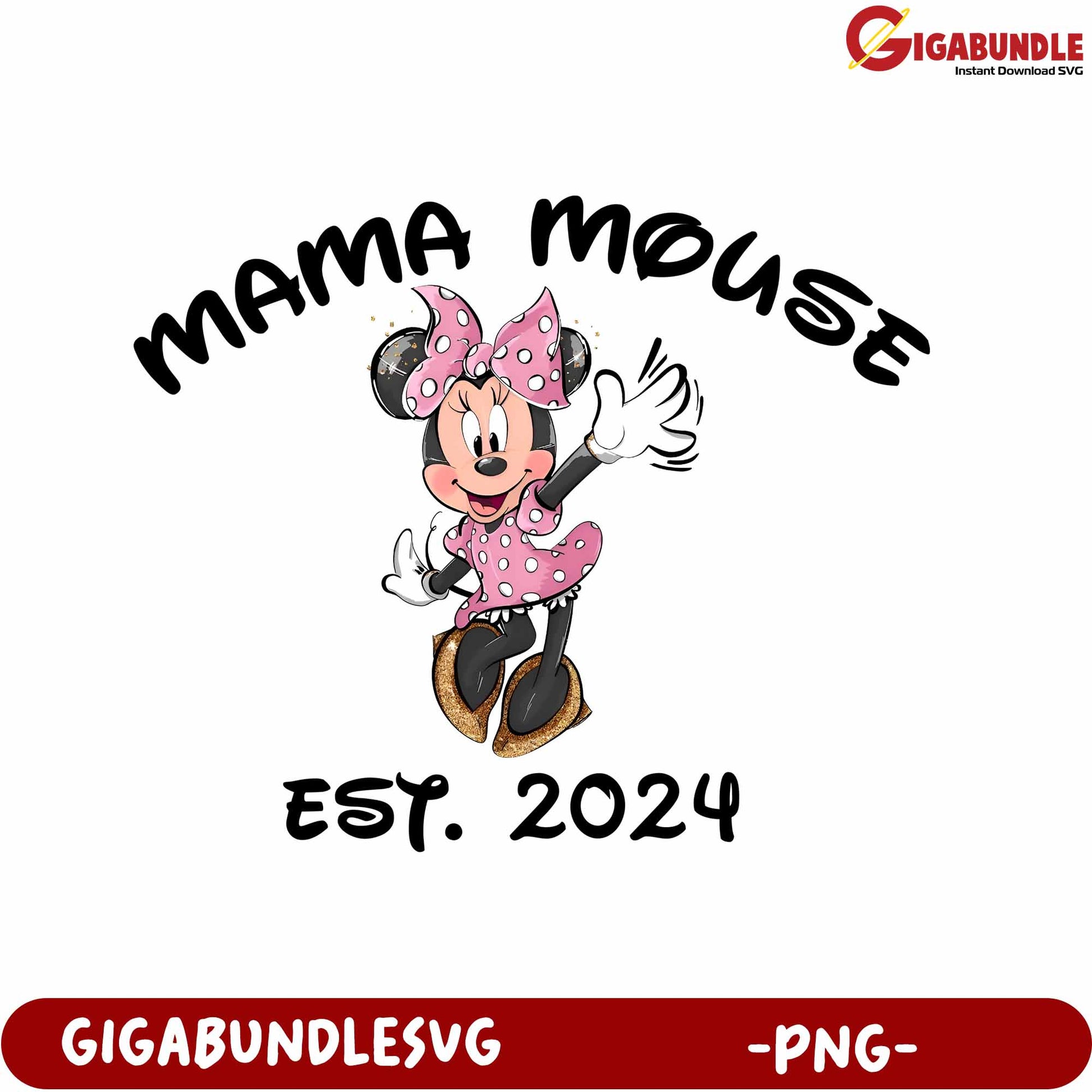 Mama Mouse Design PNG with Minnie Mouse for 2024 Celebrations