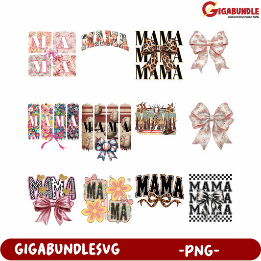 Mama Themed PNG Bundle for Creative Projects and Crafts