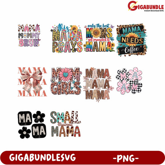 Mama Themed PNG Designs for Creative Crafts and DIY Projects