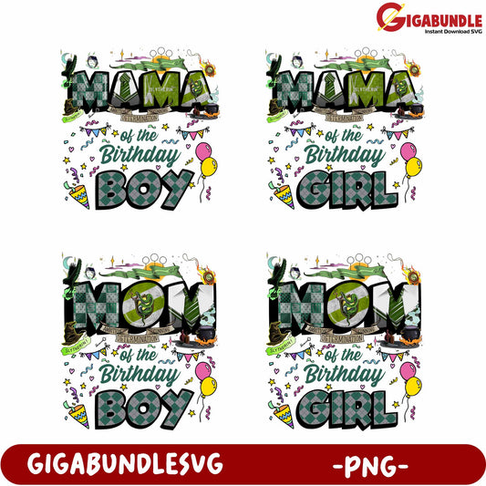 Mama and Mom of the Birthday Boy Girl PNG Graphic Design Bundle