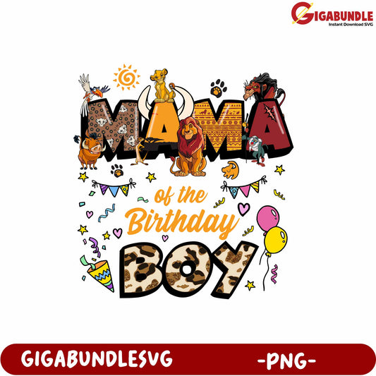 Mama of the Birthday Boy Colorful PNG Design for Celebrations