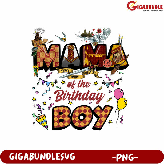 Mama of the Birthday Boy Gryffindor Party PNG Design for Kids