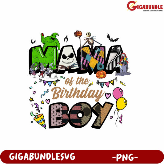 Mama of the Birthday Boy Halloween Themed PNG Graphic Design PNG File
