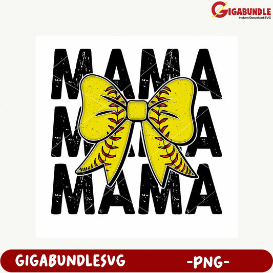 Mamma Bow Design for Softball Lovers in PNG Format